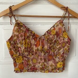 PATRONS OF PEACE RETRO FLORAL PRINT CROP TOP